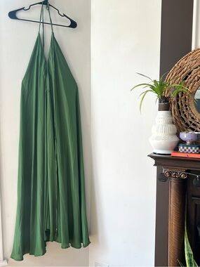 New! Karma Highway Green Halter Low Back Maxi Dress | One Size